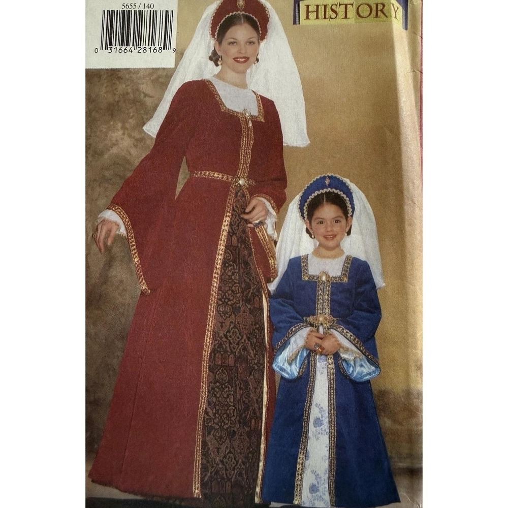 Medieval Renaissance Dress Costume Misses' Size 14-18 Butterick 5655 UC FF